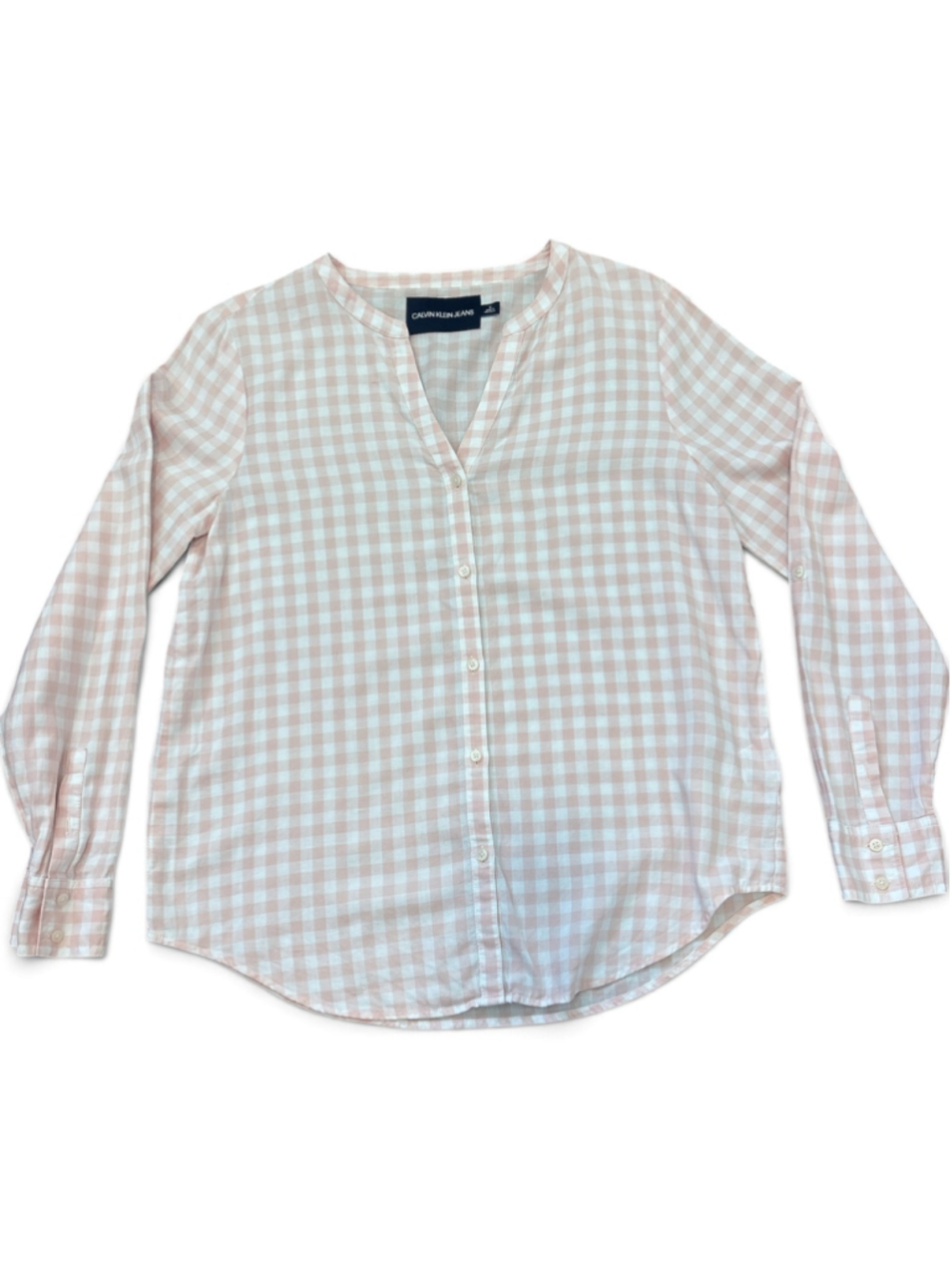 Calvin Klein Jeans Button Down Shirt Size M Pink White Gingham